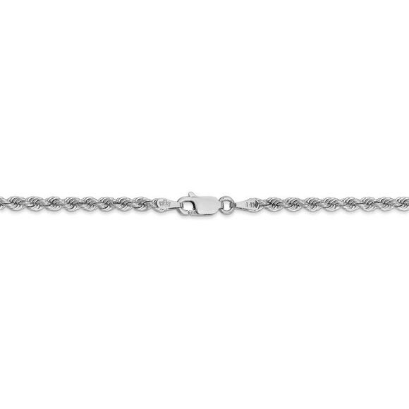 2.75mm, 14k White Gold, Handmade Solid Rope Chain Necklace, 22 Inch - Picture 2 of 8